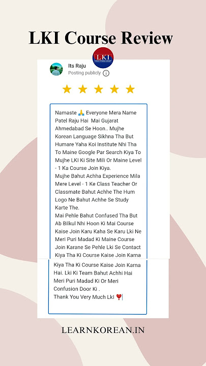 LKI Korean Course Review - Raju