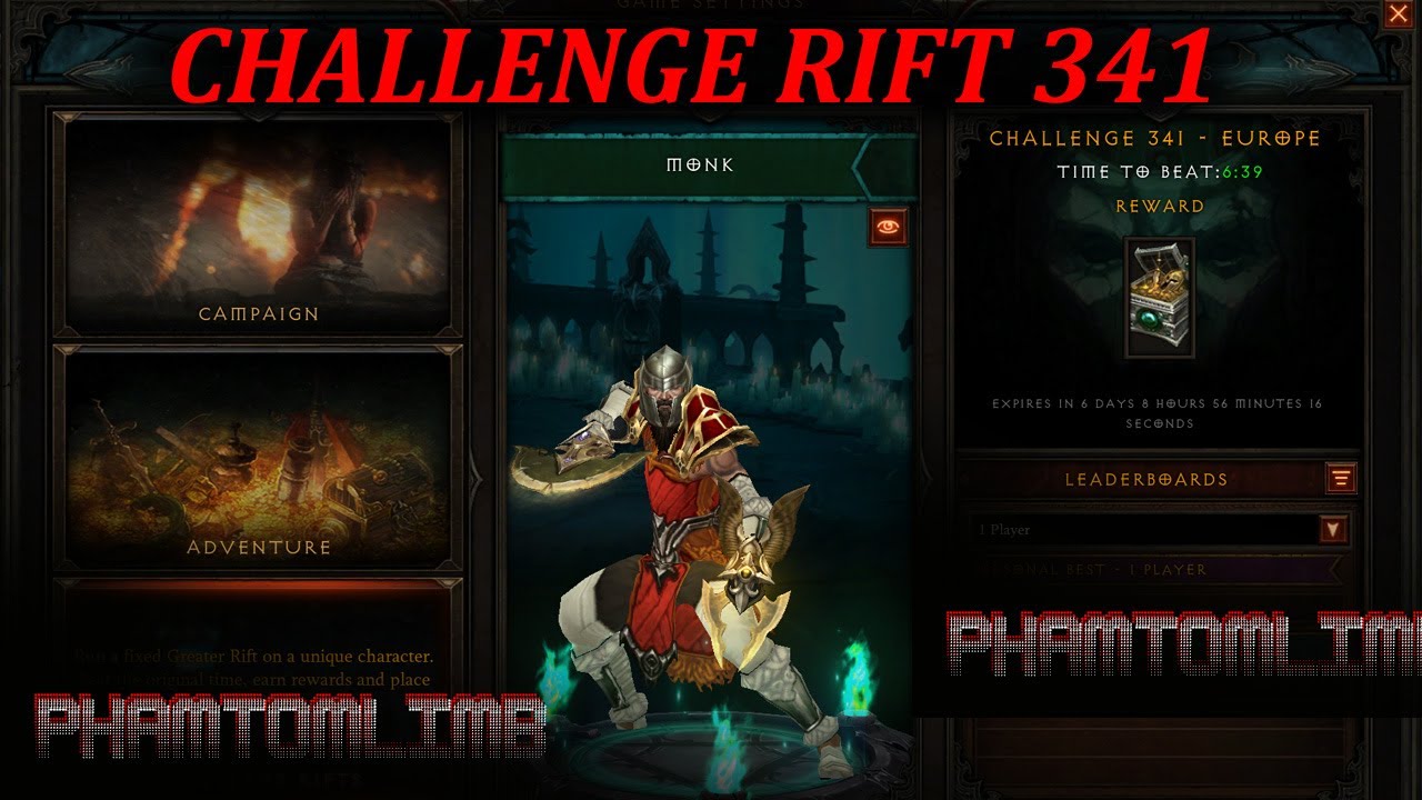 Challenge Rift 341 - EU - No DPS Monk! - YouTube