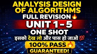 Analysis Design Of Algorithms Full Revision | Unit : 1 - 5 | Last Minute ADA Revision | Rgpv Exam