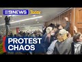 Propalestine supporters storm labor party conference in victoria  9 news australia
