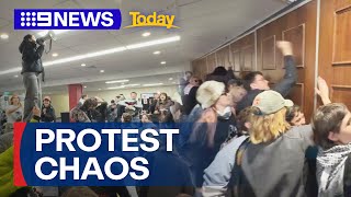 Pro-Palestine supporters storm Labor Party conference in Victoria | 9 News Australia