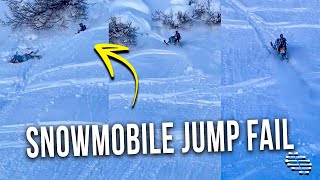 Snowmobile Jump Ended in a Fail as Rider Fell of It and It Winded Up Falling Backward