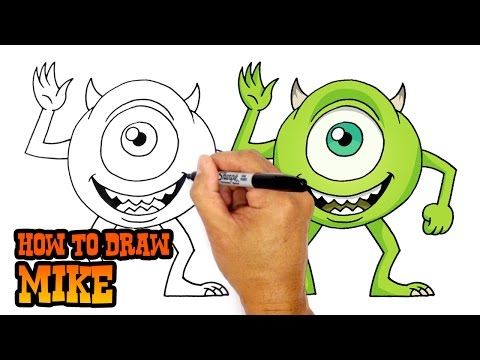 Video: Hoe Om Mike Wazowski Stap Vir Stap Met 'n Potlood Te Teken