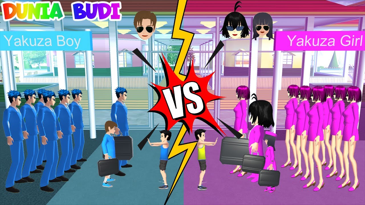 Yuta Sekolah Yakuza Boy Biru 🔵 Vs Mio Celine Cekolah Yakuza Girl Pink 💖 | Sakura School Simulator
