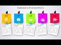 Timeline infographic slide in PowerPoint with Sticky notes and Push pin