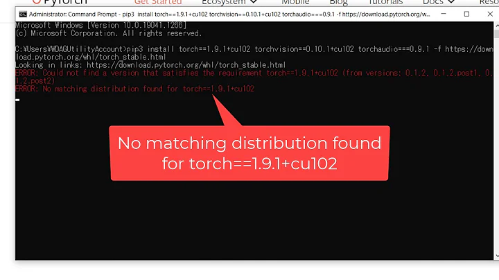 [Solved] Issues installing Pytorch 1.9 - No matching distribution found