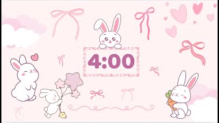 Cute Aesthetic Pink and White Bunny 4 Minute Timer