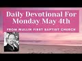 Monday Morning Daily Devotional May 4th 2020