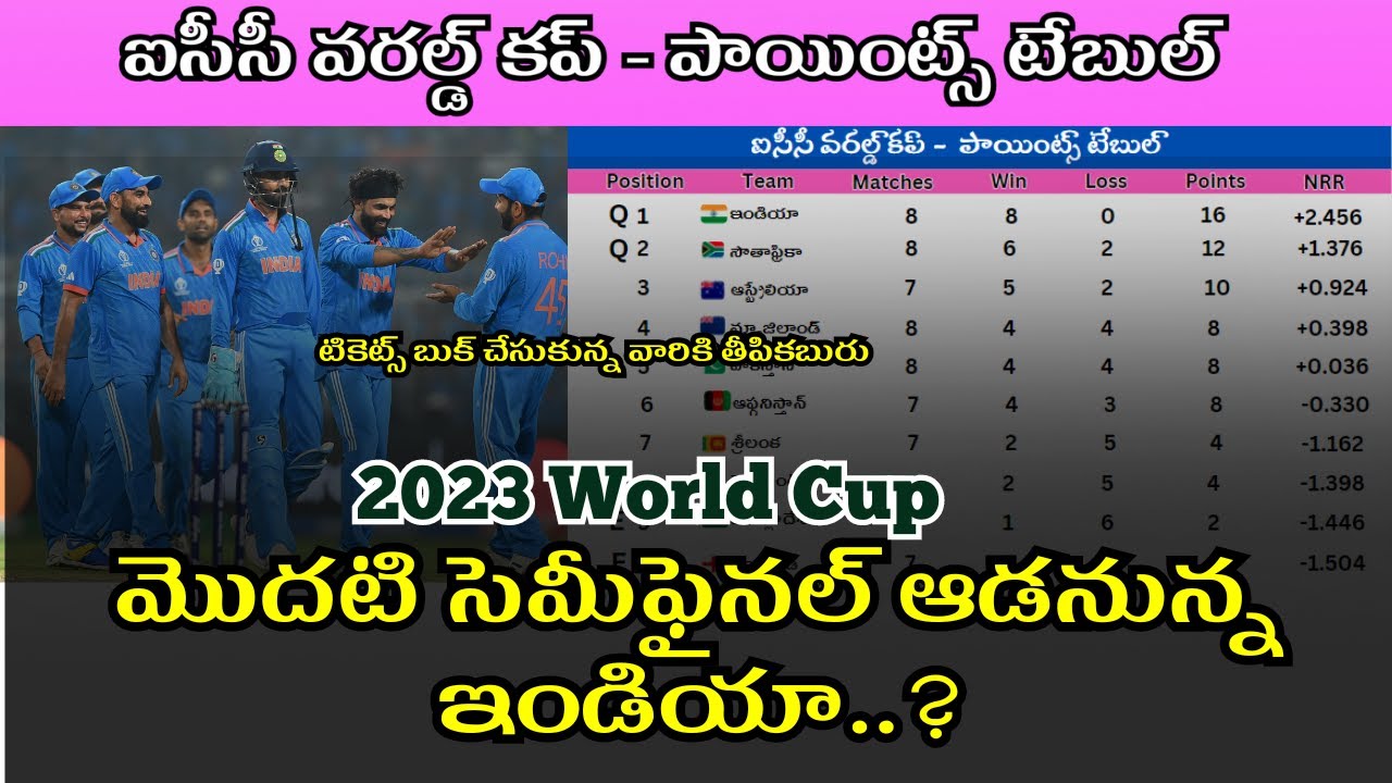 World Cup 2023 Points Table: India to play Semi final -1 in Wankhede
