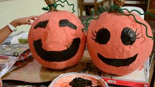TheMeowMeow&PuddingShow #9 Paper Mache Pumpkins!!!!