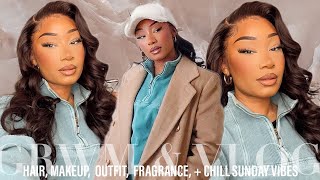 FULL GRWM+VLOG | HACK FOR DRY UNDER EYES? + CHILL SUNDAY VIBES + PERFECT BROWN WIG | WOWAFRICAN HAIR