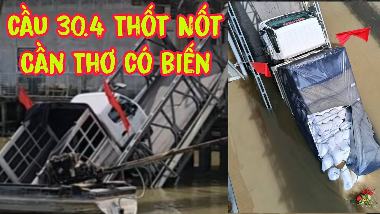 Có biến cầu 30.4 xe tải chở gạo đi qua .s.ậ.p cầu.