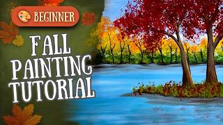 Beginner Autumn Landscape Painting | Easy Acrylic Tutorial Step by Step