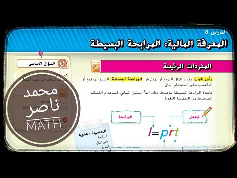 الدرس 8 المرابحة البسيطة وحدة 2 النسب المئوية الصف السابع الفصل الأول