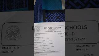 DAV Class 4 S.St Question paper of PT-3 2022-23 #shorts