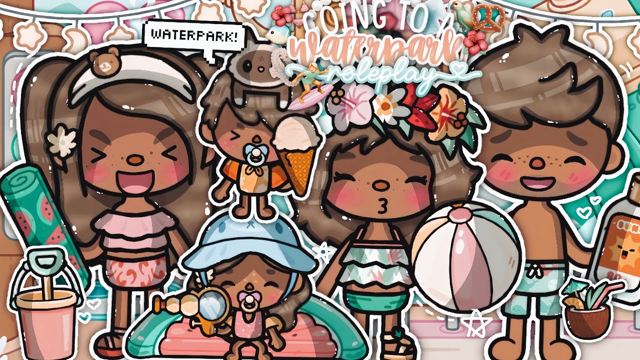 *CHAOTIC* Family day at the WATERPARK 🏖🦜🌺🥨✰˙ . ꒷ || *VOICED* 🎙|| Toca Boca Life World Roleplay 🌏🌟🐠🌺