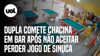 Imagens fortes: Câmeras registram momento em que dupla mata 7 pessoas em  bar de Sinop, após jogo de sinuca(vídeo)