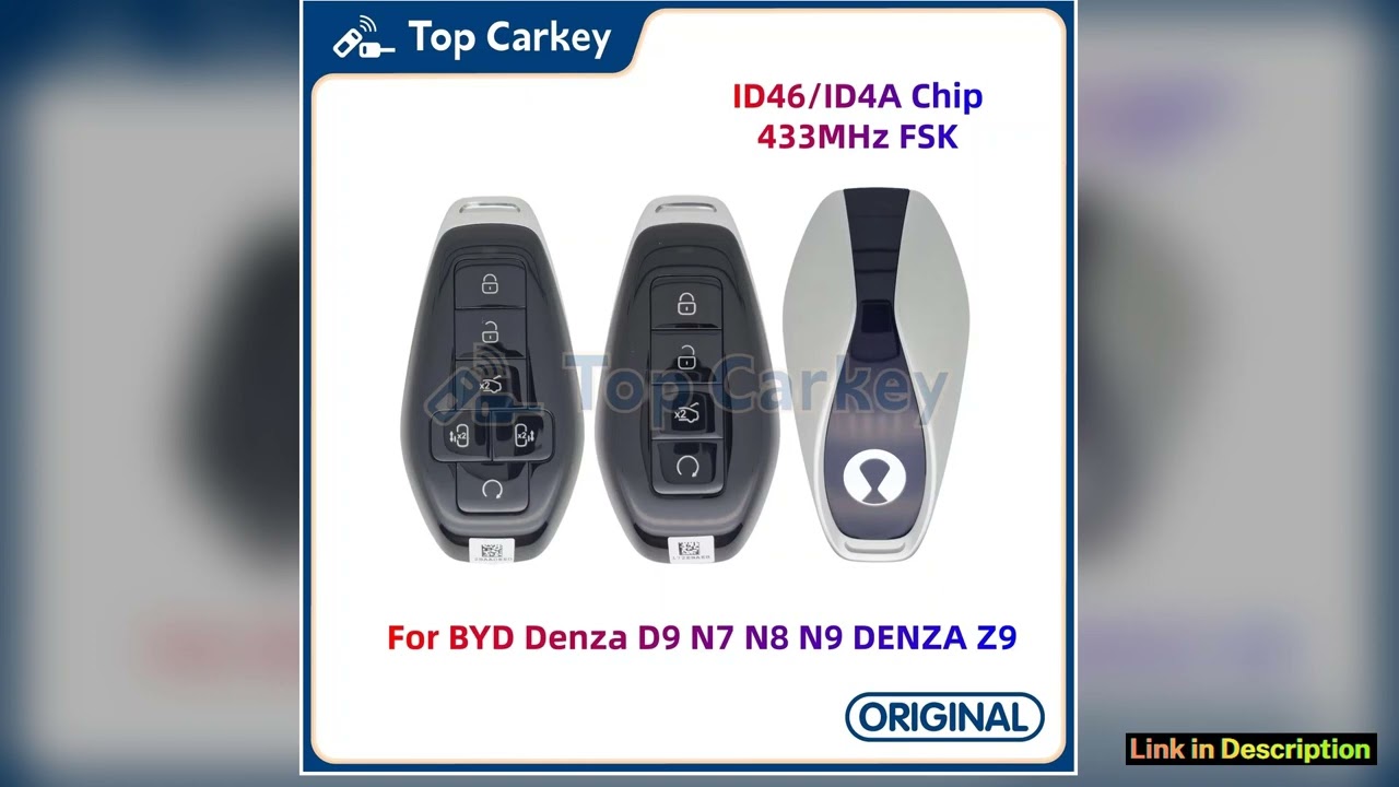 TopCarkey Original OEM Smart Remote Key Keyless ID464A Chip 433MHz for BYD Denza D9 DMi EV N7 N8 N9
