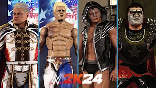 Cody Rhodes All Version Entrances in WWE 2K24 !!! (Nightmare Family Pack)