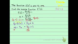 1214 2.7.27 Find the Inverse Function of a Rational Equation