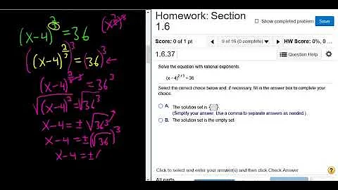Solve (x - 4)^(2/3) = 36 College Algebra MyMathlab Homework