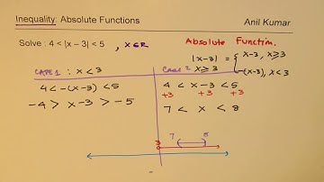 Double Absolute Inequality 4 greater |x - 3| greater 5 Method to Solve
