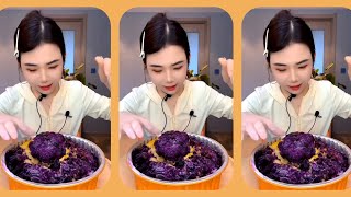 ASMR ICE YY'S EATING REFROZEN CRUNCHY PURPLE &amp; YELLOW ICE 