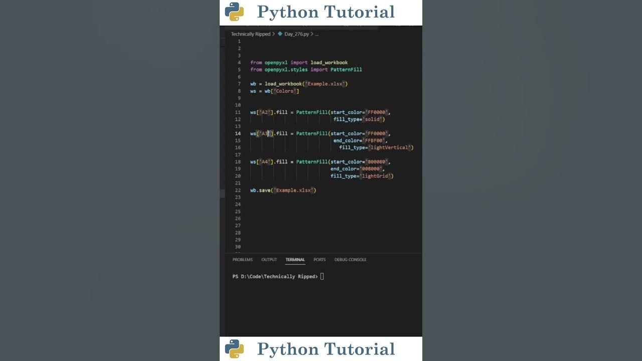 Editing Excel Cell Color With Openpyxl | Python Tutorial - YouTube