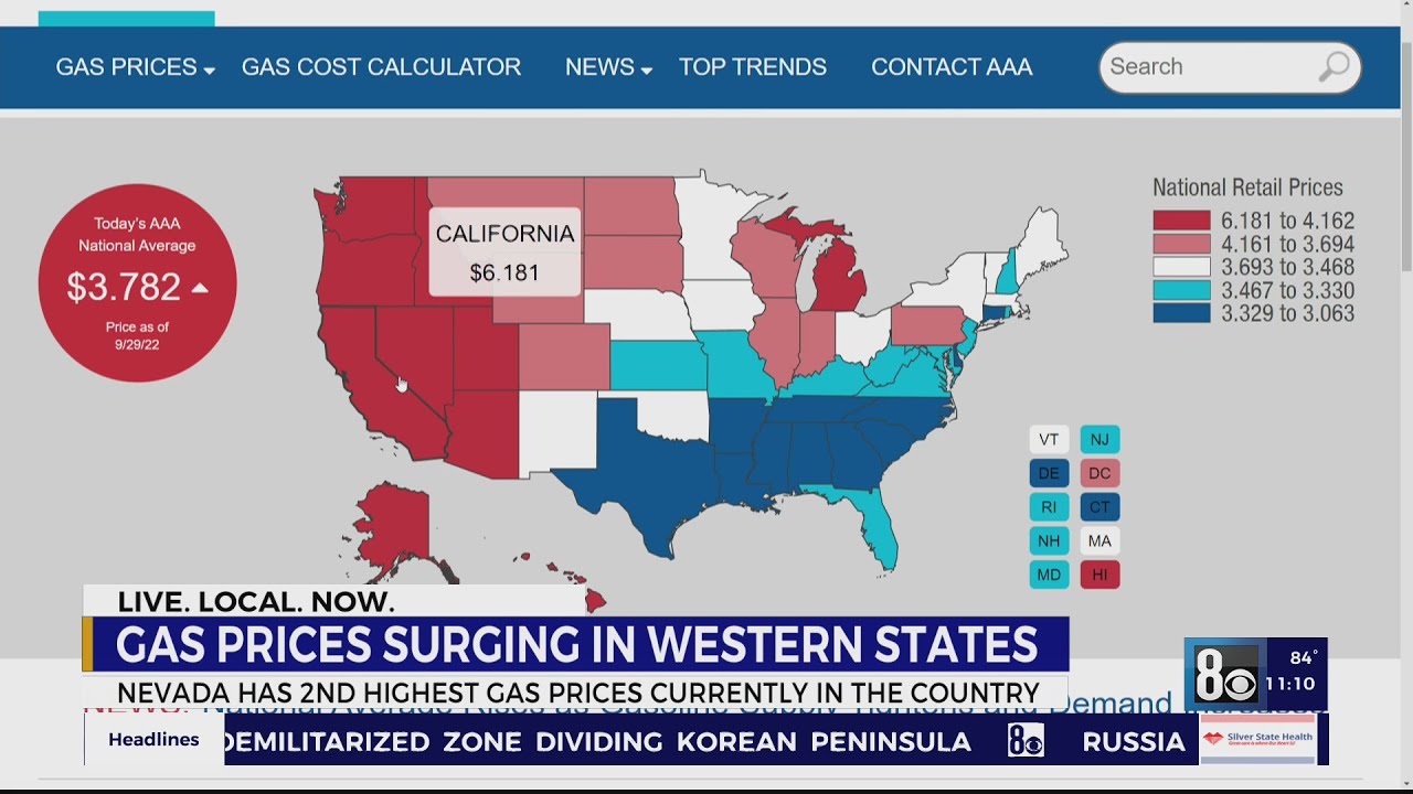 Gas prices surging in western states - YouTube