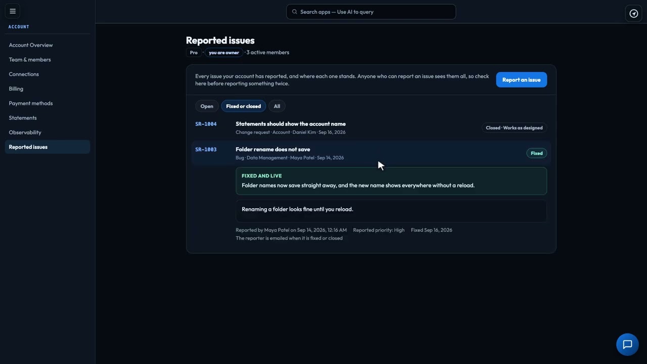 Video thumbnail: Reported issues