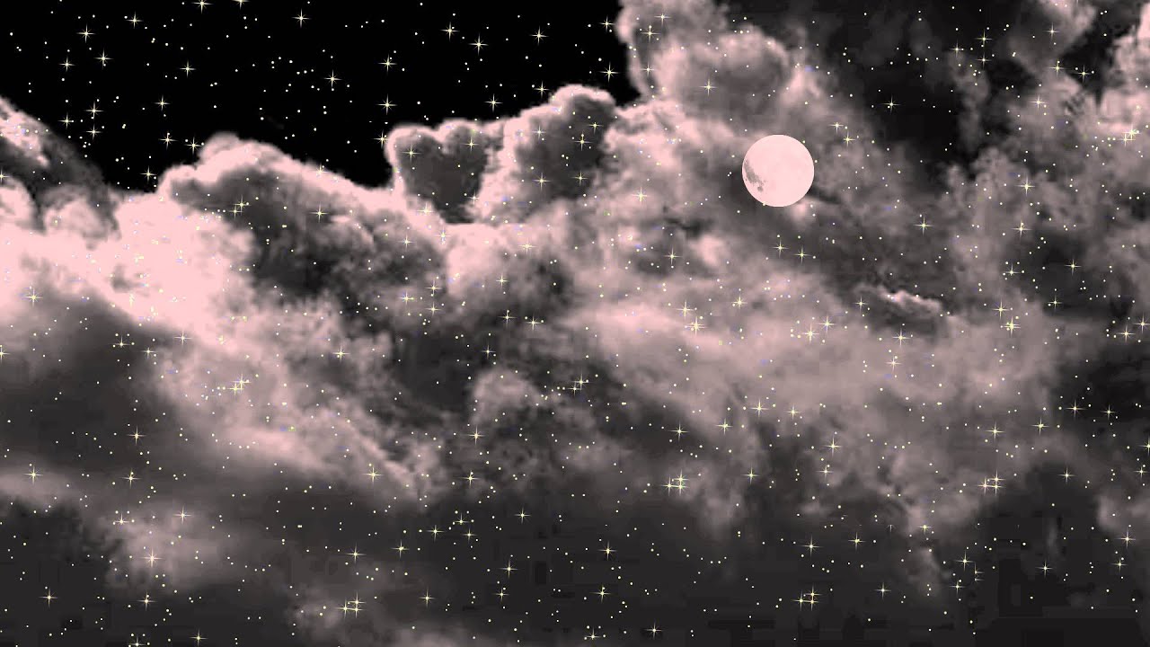 Animation of clouds, moon and shooting stars no copyright, free to use