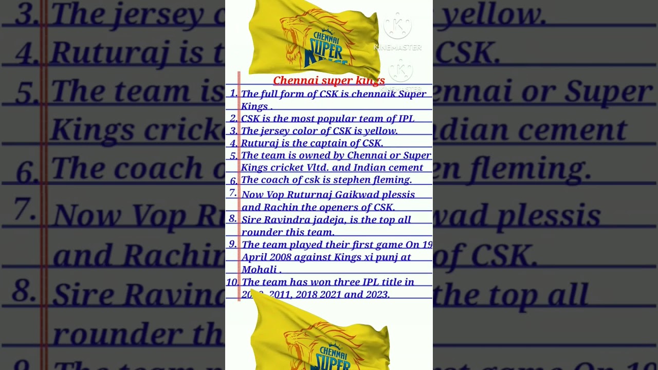 CSK History in IPL/ Essay On CSK/IPL 2024/