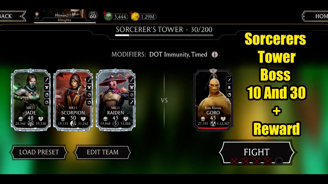 Sorcerers Tower Boss 10 and 30 + Reward | MK Mobile