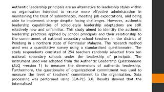 Exploring the Influence of a Principal’s Internalized Moral Perspective towards Teacher Commitment i