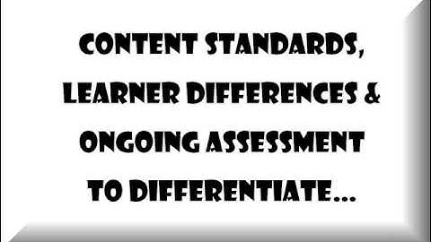 A Conceptual Framework for Teaching:  Differentiated Instruction