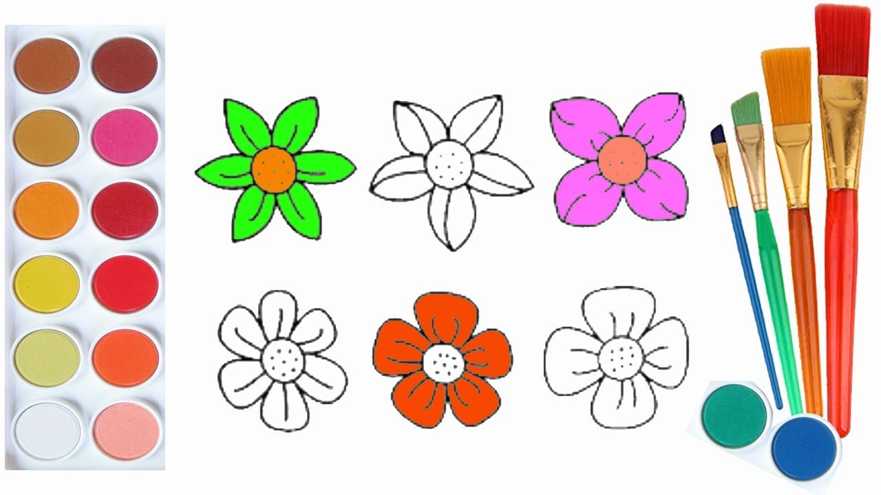 Learn Colors for Kids and Color Spring Flowers | Flower Coloring Book ...