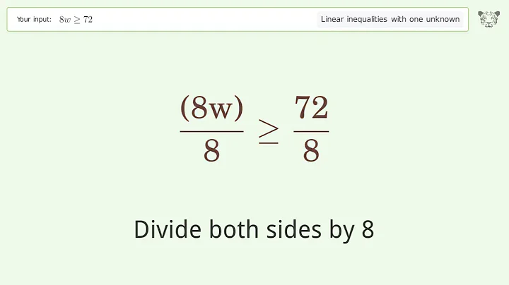 Solving Linear Inequalities: 8w is Greater Than or Equal to 72