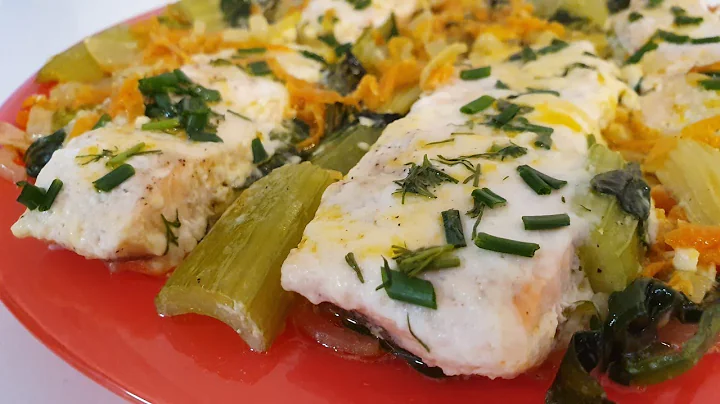 Easy Healthy Oven Baked Salmon with Vegetables ! Delicate, Juicy and Delicious Fish