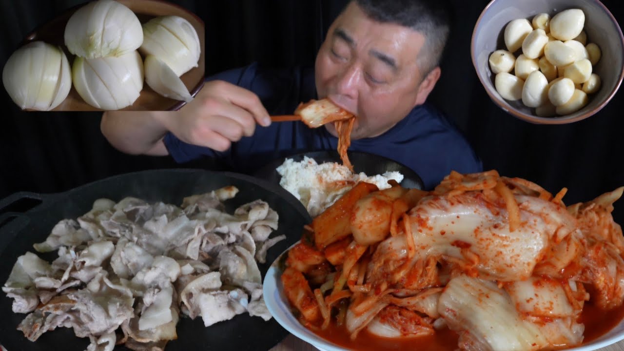 이번엔 냉동 삼겹살에 배추김치 맛짱!!