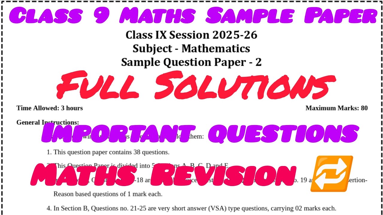 Class 9 Maths Sample Paper with Full Solutions | Exam Preparation 2025 ...