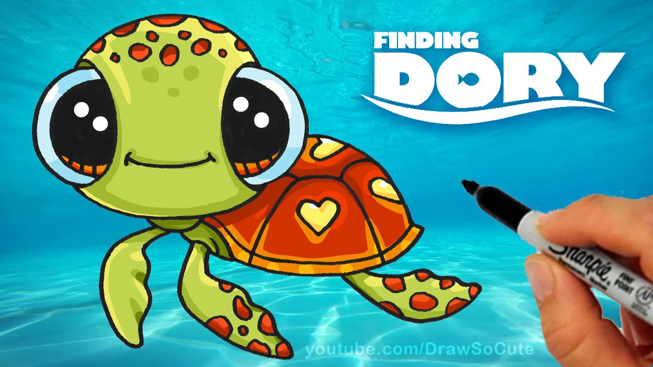 How to Draw Squirt from Finding Dory step by step Cute -Sea Turtle