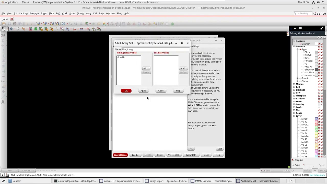 15 января 2026 г. Демонстрация Cadence Innovus - Омкар Кулкарни, EEE, BITS Pilani, кампус Хайдара...