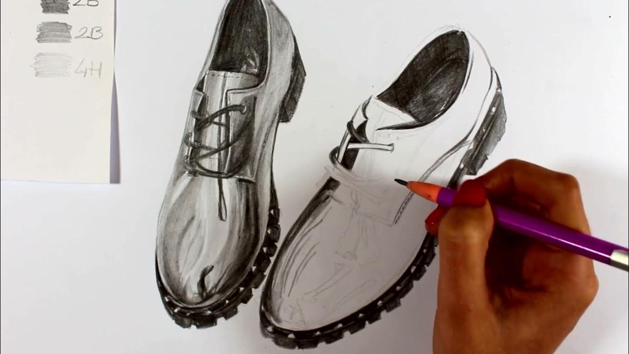 Fashion Charcoal Shoes Drawing -Fashion design and Parts -How to Draw