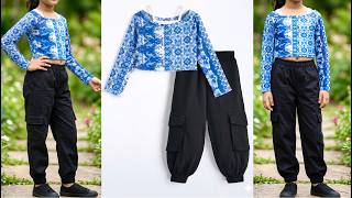 Korean Style Baby Full Sleeve Mesh Top With Inner Rib Top & Cargo Pant| Trendy Baby Outfits Tutorial