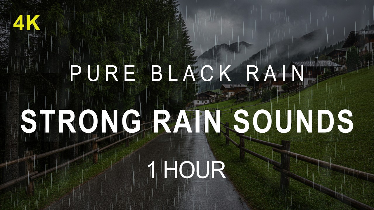 ⛈️ Strong Rain at the foot of the Mountain | Quiet the Busy Mind | 1 Hour