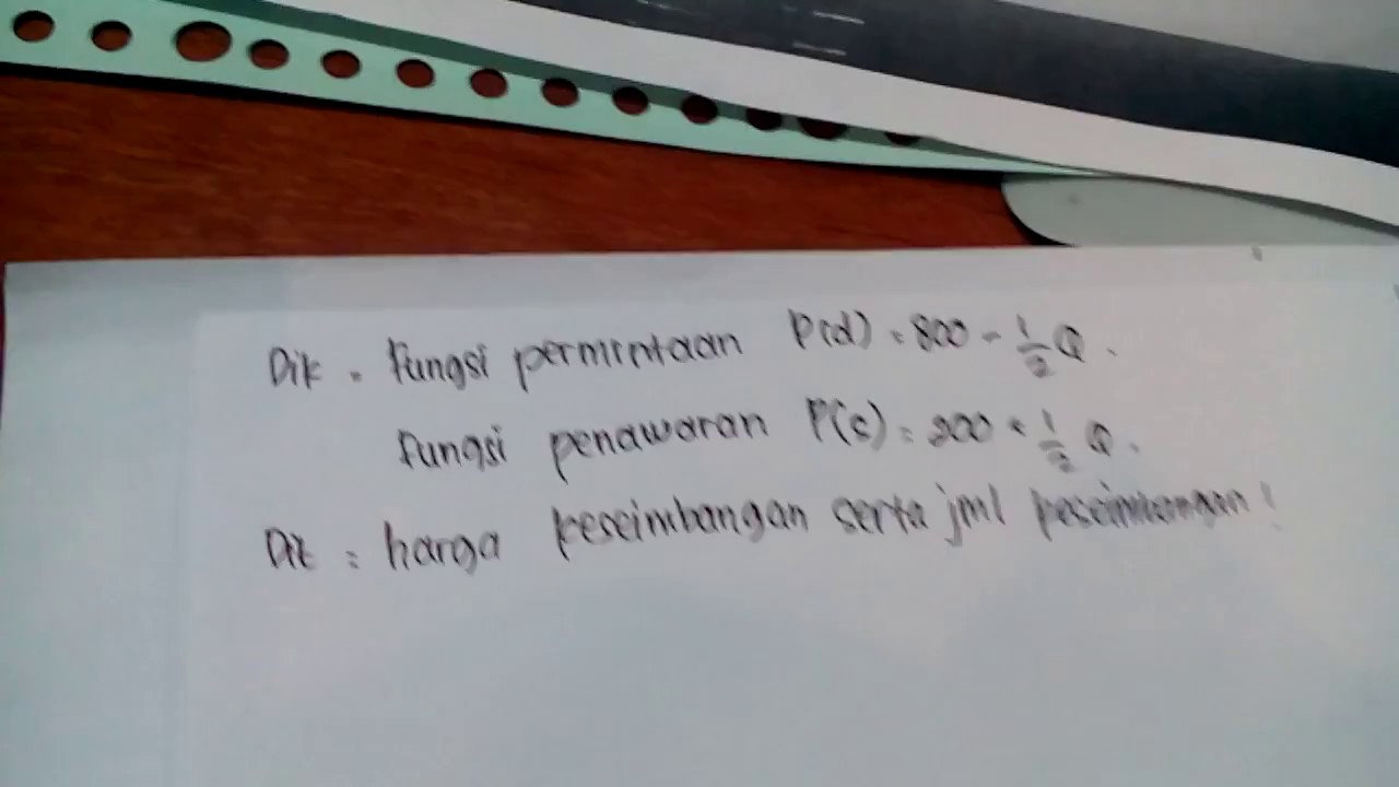 Contoh Soal Pengaruh Pajak Spesifik Terhadap Keseimbangan