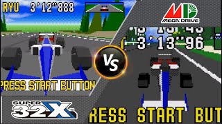 セガのレトロゲーム、バーチャレーシング(デラックス)の比較映像 (メガドライブ:スーパー32X) SEGA's Virtua Racing comparison Genesis vs Super32X