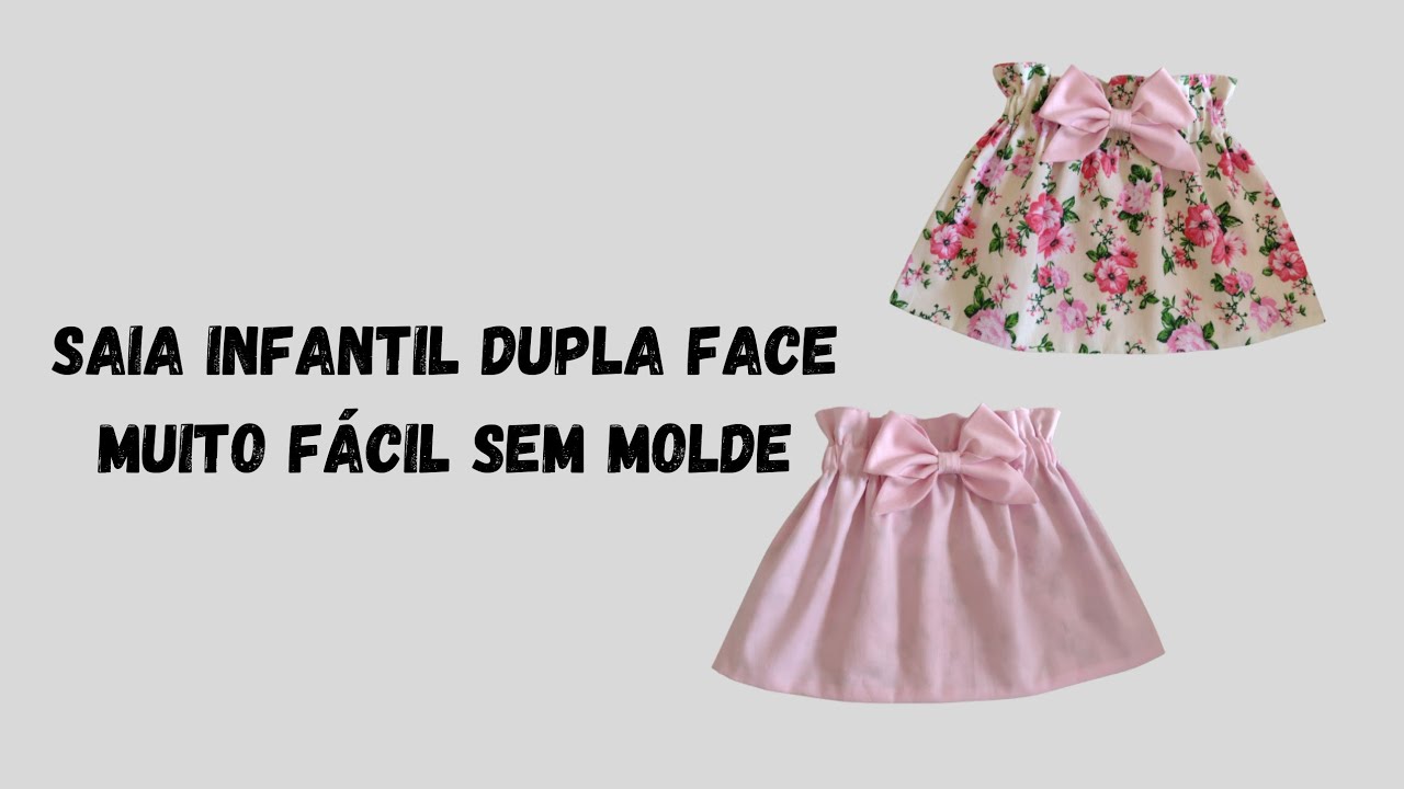 Passo a passo: saia infantil fácil sem molde feita somente na máquina reta