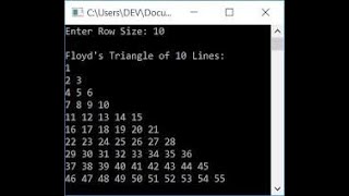 Writer A program in CPP to print Floyd's Triangle