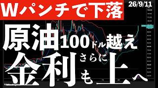 【Wパンチで下落】ついにWTI原油100ドル越え！長期金利も上昇！しかも今日はメジャーSQ日　#米国株 #日経平均 #sp500 #soxl #nvda